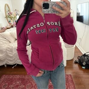 Vintage Aeropostale Women's Pink Hoodie